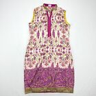 Gorgeous Neeru Kumar Women Indian Gown Dress Size XL Pink Gold Sleeveless