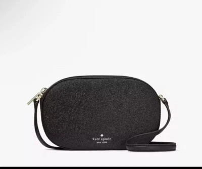 Сумка через плечо Kate Spade блестящая блестящая овальная для фотоаппарата черная KE459 299 долл. США - Изображение 1 из 4