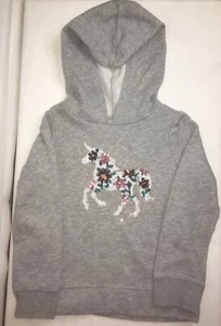 Sonoma Sparkle & Shine Gray Hooded Sequin Unicorn Sweatshirt Size 4 EC! - Picture 1 of 7