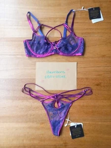 ❣️Honey Birdette LILIAN Set 10D Bra + Small Thong Purple metallic 32D sexy ❣️ - Picture 1 of 7