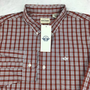 Dockers Shirt Mens XL Rust Plaid Long Sleeves New w/Tags! - Picture 1 of 11