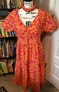 JCREW Tiered Women MIDI Dress Size 12 Pink And Orange + Headband - Picture 1 of 12