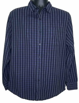 Nat Nast Luxury Original Men’s Dress Shirt M Navy Blue Black Button Down Striped - Image 1 of 4