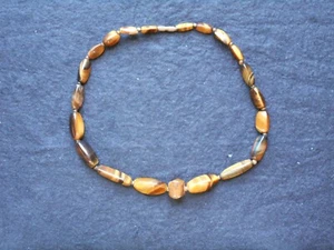 GENUINE VINTAGE TIGERS EYE NECKLACE Full length 16 inch. STYLISH ITEM - Picture 1 of 7