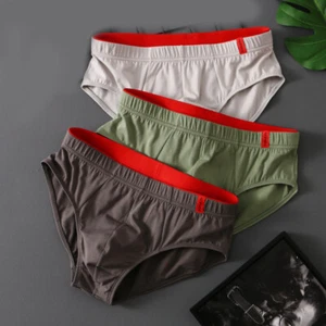 Mens Underwear Bulge Pouch Briefs Low-waist Ribbed Slip Underpants - Picture 1 of 35