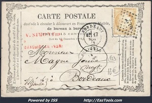 FRANCE N°59 SUR CP LOSANGE AMBULANT ML2° + CONVOYEUR STATION DRAGUIGNAN - Picture 1 of 2