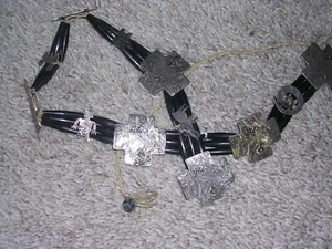 THE MUMMY'S BUNDLE HANCOCK STERLING SILVER CROSS PETROGLYPH BEADED BELT - Picture 1 of 17