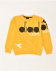 DIADORA Boys Graphic Sweatshirt Jumper 9-10 Years Yellow Cotton HT01