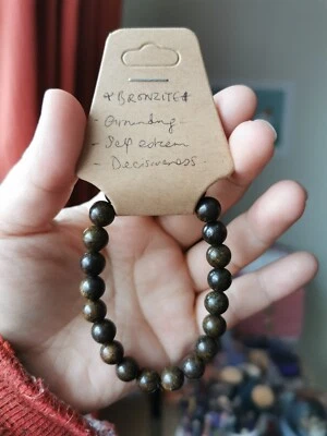 Браслет с кристаллами бронзита ручной работы 8 мм - Изображение 1 из 3