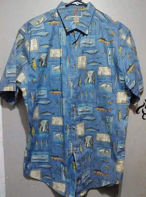 G.P.S Tracking Fishing Button Down Shirt Large Blue - Image 1 of 4