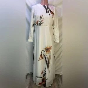 Maxi Vestido de Verano Annah Hariri Campana Blanco Fluido Floral Manga Larga Talla 4 - Imagen 1 de 12