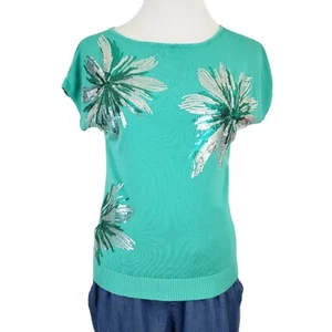 INC International Concepts Top Women's Petite Small Knit Floral Sequin - Picture 1 of 7