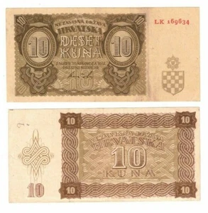 1941 Croatia 10 Kuna banknote P5b double letter Prefix XF++ - Picture 1 of 1