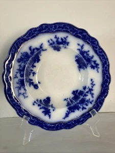 Antike Stanley Keramik Touraine Fluss blau breiter Rand Goldrand Suppenschüssel * XLNT! - Bild 1 von 4