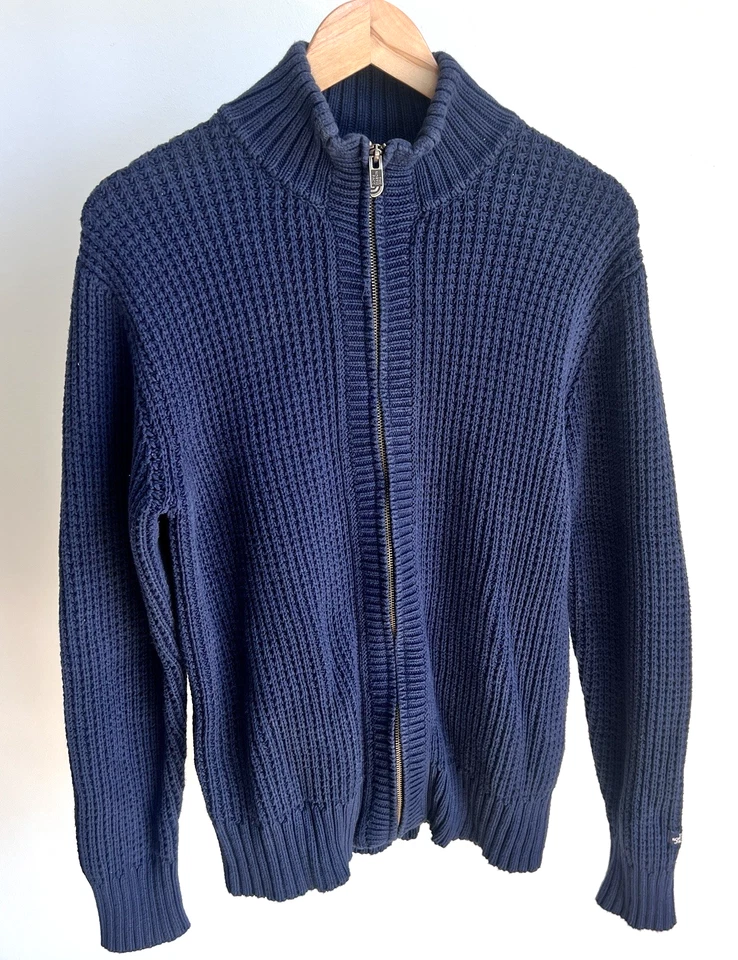 Chaqueta Suéter The North Face Cremallera Completa Tejido con Cable Pesado Talla Mediana Azul Marino De Colección Foto 1 de 4