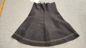 ZARA Knitwear Mini Skirt Womens Small Gray Gold Chain Trim A-Line 6254/139/802 - Picture 1 of 16
