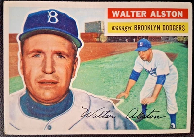 Walter Alston 1956 Topps #8 en muy buen estado-en muy buen estado (espalda blanca) centrado decente Foto 1 de 2