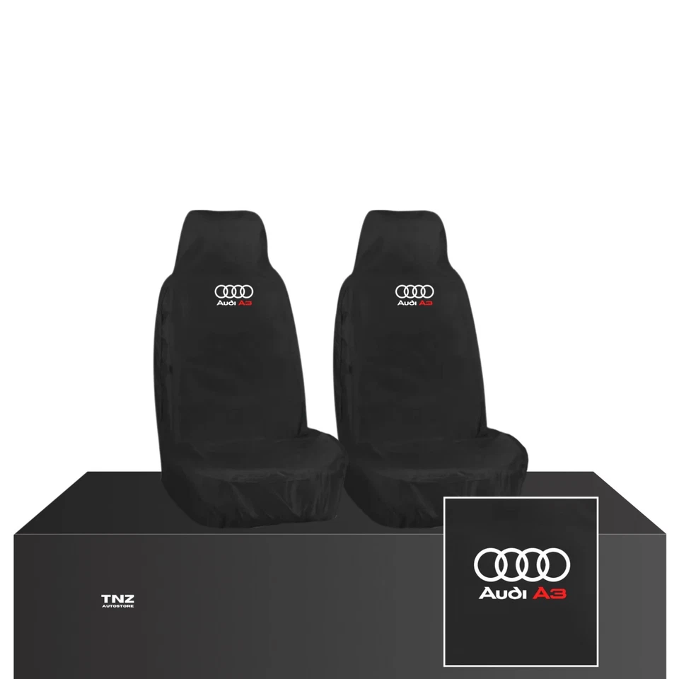 PARA AUDI A3 TODOS LOS AÑOS - FUNDAS DE ASIENTO DE AUTO DELANTERAS PREMIUM RESISTENTES IMPERMEABLES NEGRAS Foto 1 de 1