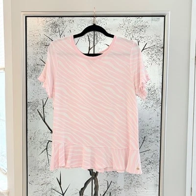 Camiseta Kate Spade Mujer Pequeña Rosa Estampado Cebra Manga Corta Volantes Chica Foto 1 de 4