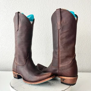 Botas de Vaquero Lane EMMA JANE 8.5 Cuero Marrón Coñac Vaquera Occidental Altas - Imagen 1 de 13