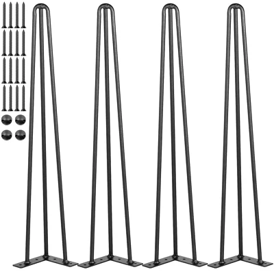 Uimoso Hairpin Table Legs 16in to 40in Coffee Table Metal Legs 3 Rods Set of 4 - Image 1 of 4