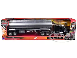 PETERBILT 379 CAMION NERO CON RIMORCHIO CISTERNA 1/32 PRESSOFUSO DI NUOVO RAY SS-14323 A - Foto 1 di 1