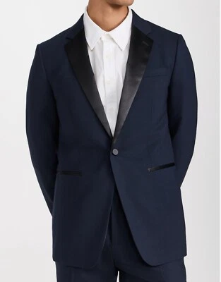 Theory Men’s Chambers Wool Two-Button Tuxedo Jacket 38 R Brand New Blazer Navy - Image 1 of 4