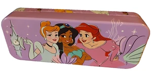 Tin Box Company Pencil Tin Case Disney Princesses Ariel Cinderella Jasmine 3"x8" - Picture 1 of 3