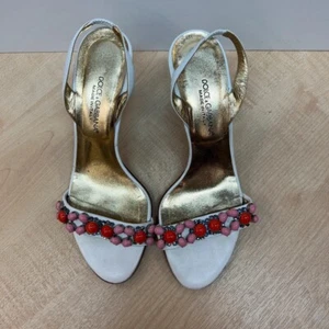 Dolce and Gabbana White Vintage Heels Size 4.5 with Box - Picture 1 of 9