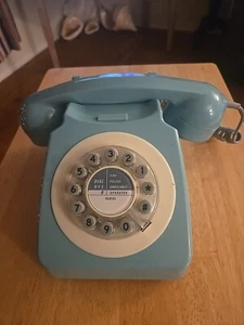 746 Telefon Festnetz französisch blau 60er Jahre Dreh Design Drucktaster Retro - Bild 1 von 3