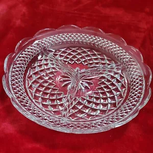 Anchor Hocking Wexford Pattern Relish Dish 3 Sections 8 1/2" Vintage USA - Picture 1 of 4