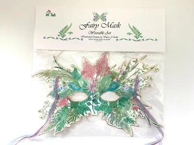 Dress Up Floral Fairy Paper Mask with Ribbons Wearable Art Marsh Diva - Image 1 of 4