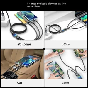3 In 1 100w Transparent Fast Charging Cable Type C Usb Micro 3 In 1 - Picture 1 of 1