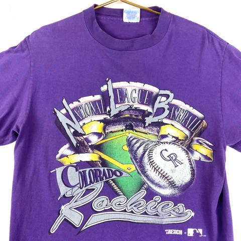 Vintage Colorado Rockies T-shirt Large 1992 Purple Mlb Single Stitch Mlb 90s Cover