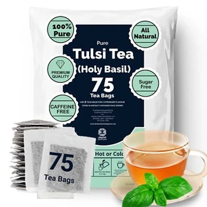 75 Heiliges Basilikum Teebeutel, ganz natürlicher Tulsi Heiliger Basilikum Tee, Kräutertee - Bild 1 von 11