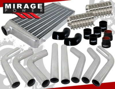 Jdm Sport Tube Fin Intercooler + Diy Aluminum Pipe Piping Kit Foto 1 de 4