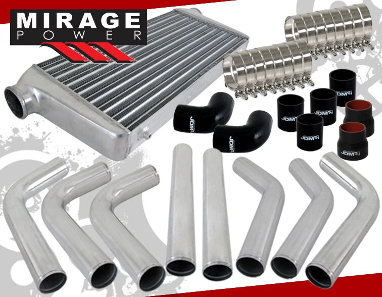 Jdm Sport Tube Fin Intercooler + Diy Aluminum Pipe Piping Kit - Image 1 of 4
