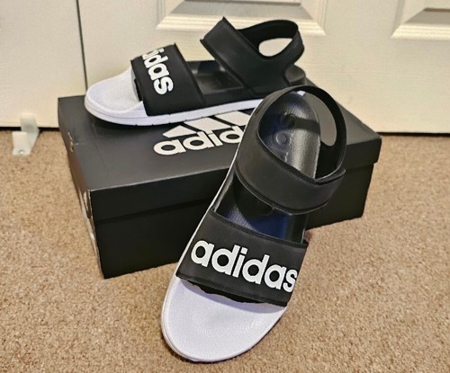 ADIDAS Sandali unisex Adilette Adilette taglia 13 donna 12 uomo neri bianchi