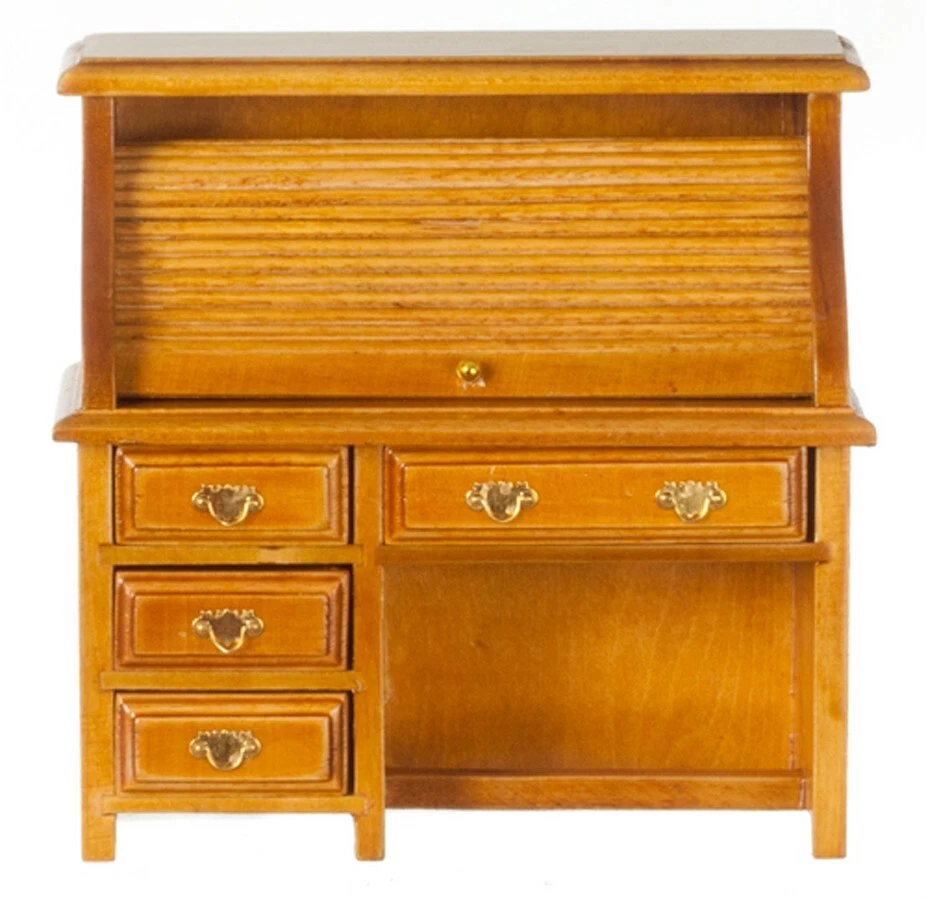 Dollhouse Miniature - WALNUT ROLLTOP DESK  - 1:12 scale - Image 1 of 1
