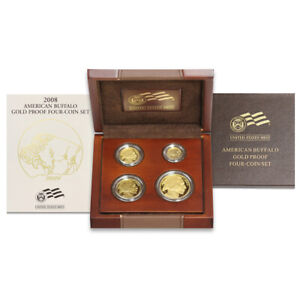 Set of 4 2008-W Gold Buffalo Proofs Mint Box and CoA uncirculated 24kt bullion