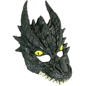 Adult Dragon Mask Halloween Fantasy Game Of Thrones Costume Accessory Red Black - Picture 1 of 7