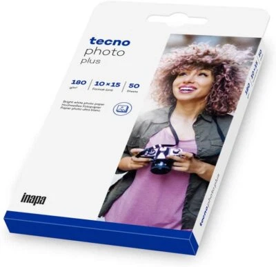 INAPA DEUTSCHLAND inapa Fotopapier tecno Photo Plus 10x15cm, 180g/m² für Tintenstrahldrucker 50 Bl