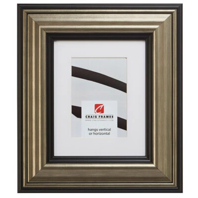 Craig Frames Sonora, 3 Inch Wide Aged Silver and Black Picture Frame With a Mat