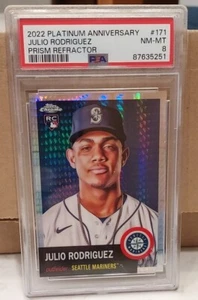 JULIO RODRIGUEZ RC 2022 CROMO PLATINO NOVATO PRISMA REFRACTOR RARO PSA 8 #171 - Imagen 1 de 6