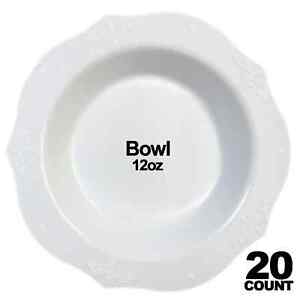 Antique Collection Premium Disposable White Plastic Bowls 12 oz  [BULK]