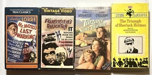 LOT OF FOUR VINTAGE (VHS)- Mr. Motto’s, Frankenstein’s, Tarzan, Sherlock Holmes - Picture 1 of 2