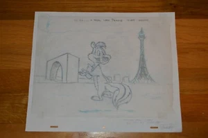 Warner Bros "Looney Tunes" Pepe Le Pew Vintage Tom Ray Original Sketch Pristine - Picture 1 of 7