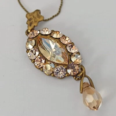 Collar Michal Negrin Beige y Melocotón Cristales Reales Colgante Cóctel Delicado Regalo Foto 1 de 4