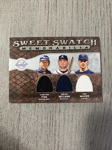 JOE MAUER/BRIAN MCCANN/CARLTON FISK 2009 Sweet Spot Swatch Memorabilia Triple NM - Picture 1 of 5