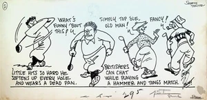 Arte de cómic original de golf Grant Powers cachorro deportivo New York Daily News - Imagen 1 de 1